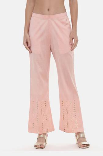 Pink Silk Embroidred Pants