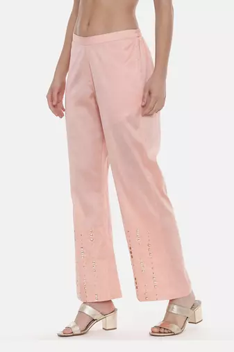 Pink Silk Embroidred Pants