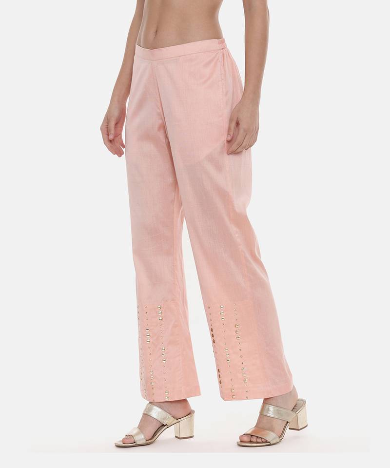 Pink Silk Embroidred Pants
