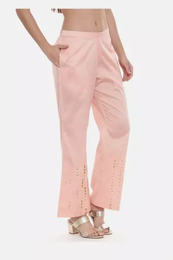Pink Silk Embroidred Pants