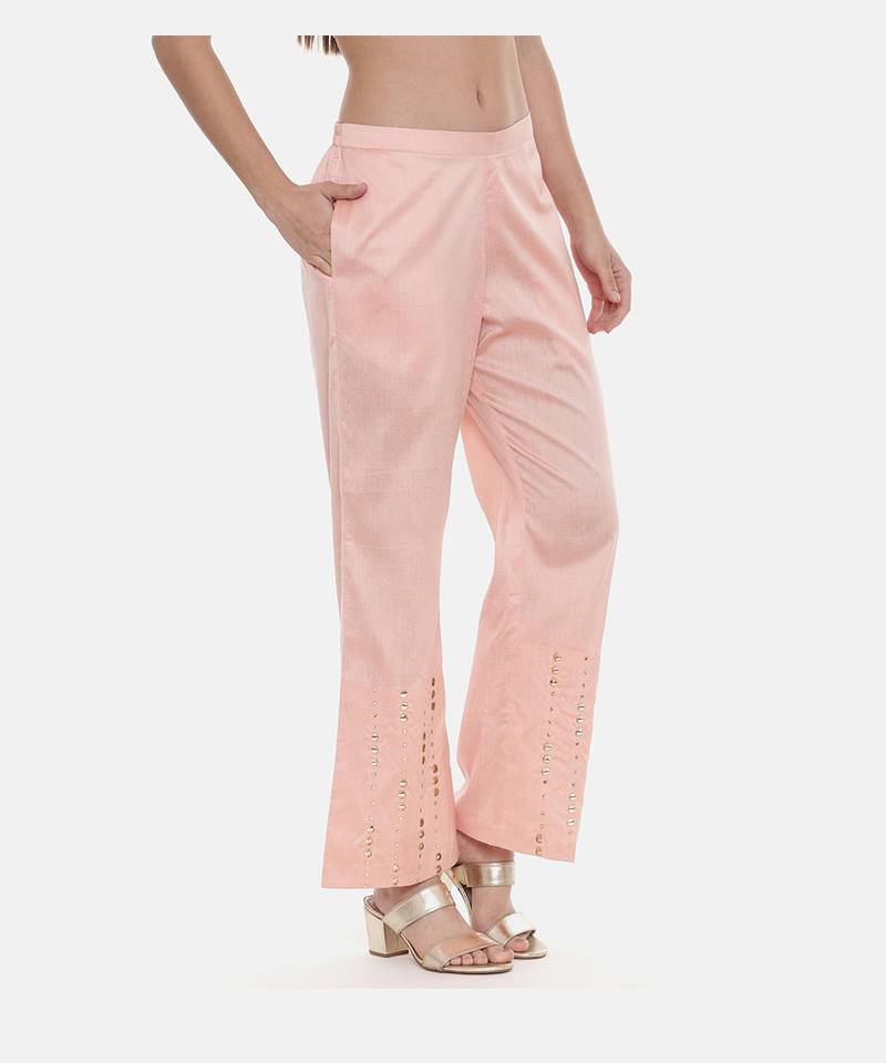 Pink Silk Embroidred Pants