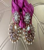 Gold Plated Brown Kundan Traditional Earrings