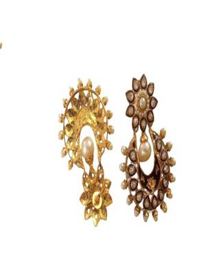 Gold Plated Brown Kundan Traditional Earrings 3
