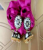 Gold Plated Designer Black Traditional Jhumki Earrings