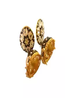 Gold Plated Designer Black Traditional Jhumki Earrings