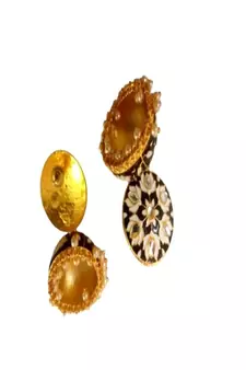 Gold Plated Designer Black Traditional Jhumki Earrings