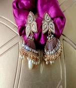Gold Plated Designer Maroon Traditional Earrings