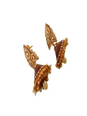 Gold Plated Designer Maroon Traditional Earrings 2