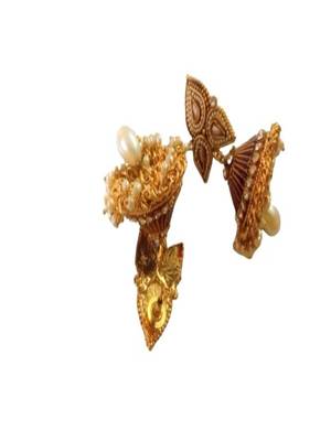 Gold Plated Designer Maroon Traditional Earrings 3