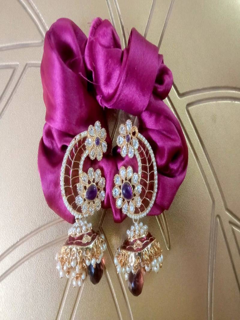 Gold Plated Ruby Kundan Traditional Earrings