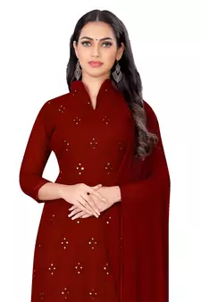 Maroon embroidered georgette salwar