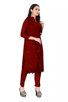 Maroon embroidered georgette salwar