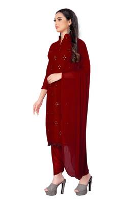 Maroon embroidered georgette salwar 5