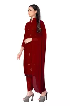 Maroon embroidered georgette salwar