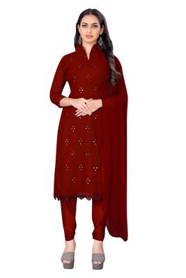Maroon embroidered georgette salwar 1