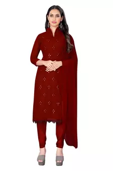 Maroon embroidered georgette salwar