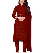 Maroon embroidered georgette salwar