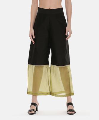 Black Green Chanderi Organza Pants 2