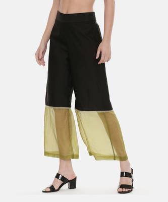 Black Green Chanderi Organza Pants 3