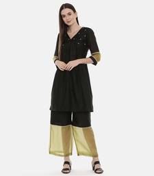 Black Green Chanderi Organza Pants