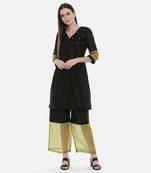 Black Green Chanderi Organza Pants