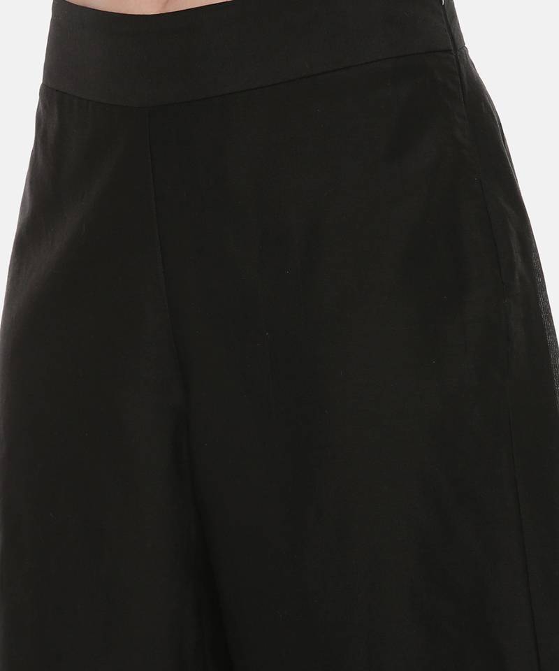 Black Green Chanderi Organza Pants