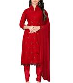 Red embroidered georgette salwar