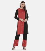 Black Red Chanderi  Pants