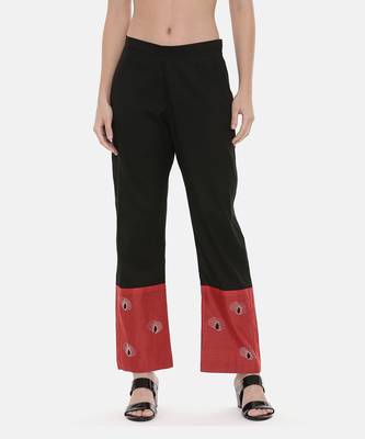 Black Red Chanderi  Pants 5