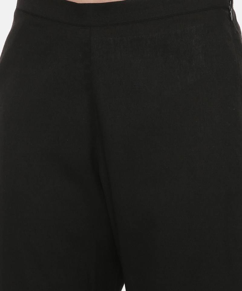 Black Red Chanderi  Pants