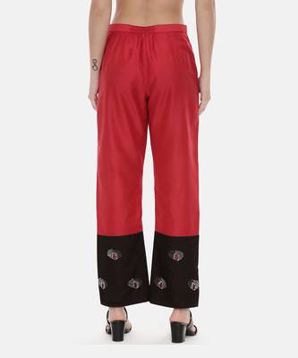Red black Chanderi  Pants 2