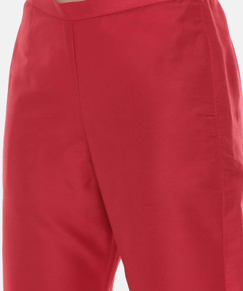 Red black Chanderi  Pants