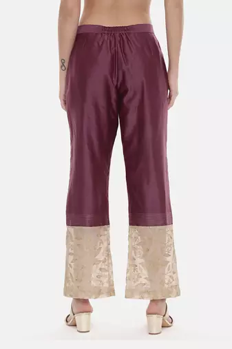Wine Chanderi  Pants