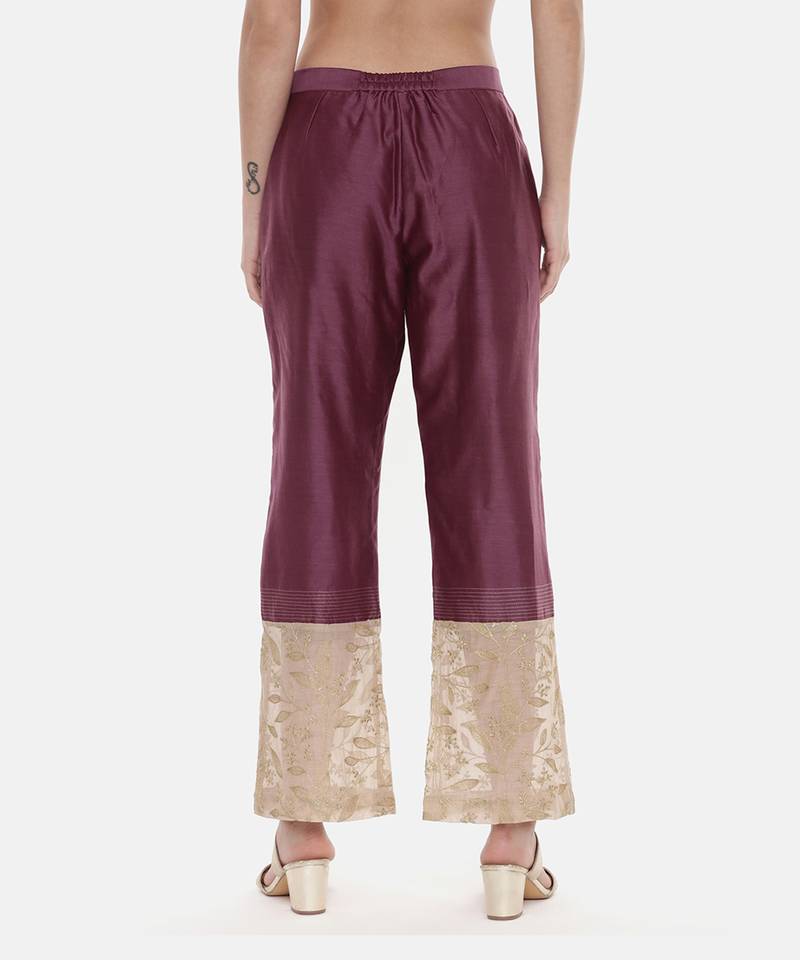 Wine Chanderi  Pants