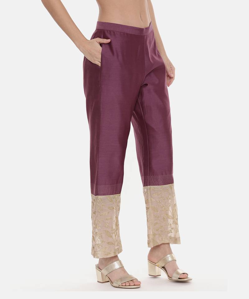 Wine Chanderi  Pants