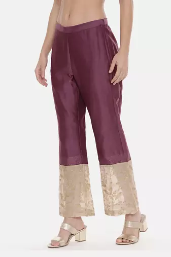 Wine Chanderi  Pants