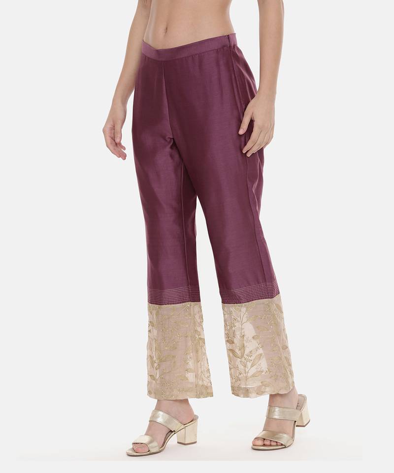 Wine Chanderi  Pants