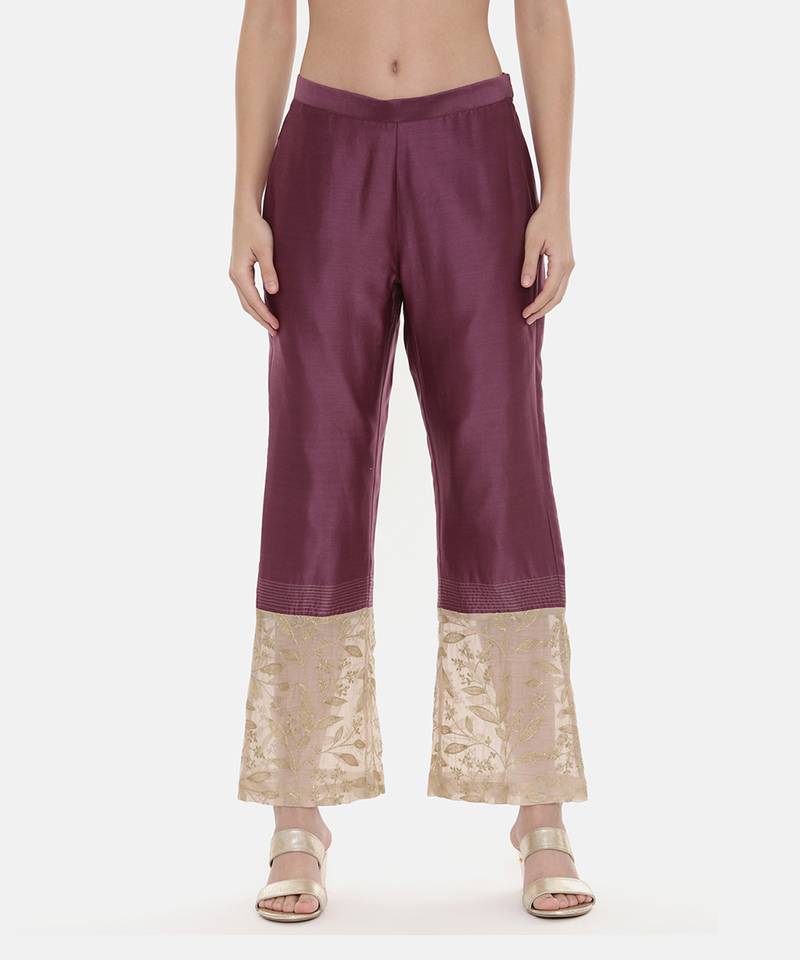 Wine Chanderi  Pants