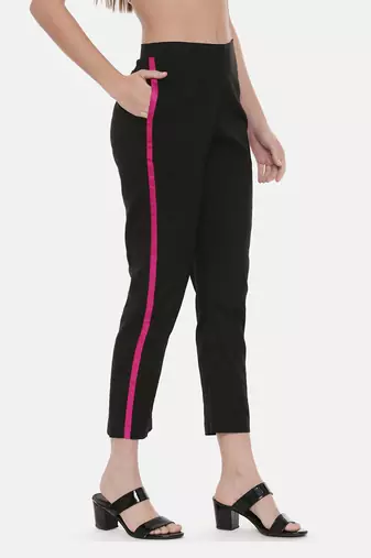 Black Pink Silk Pants