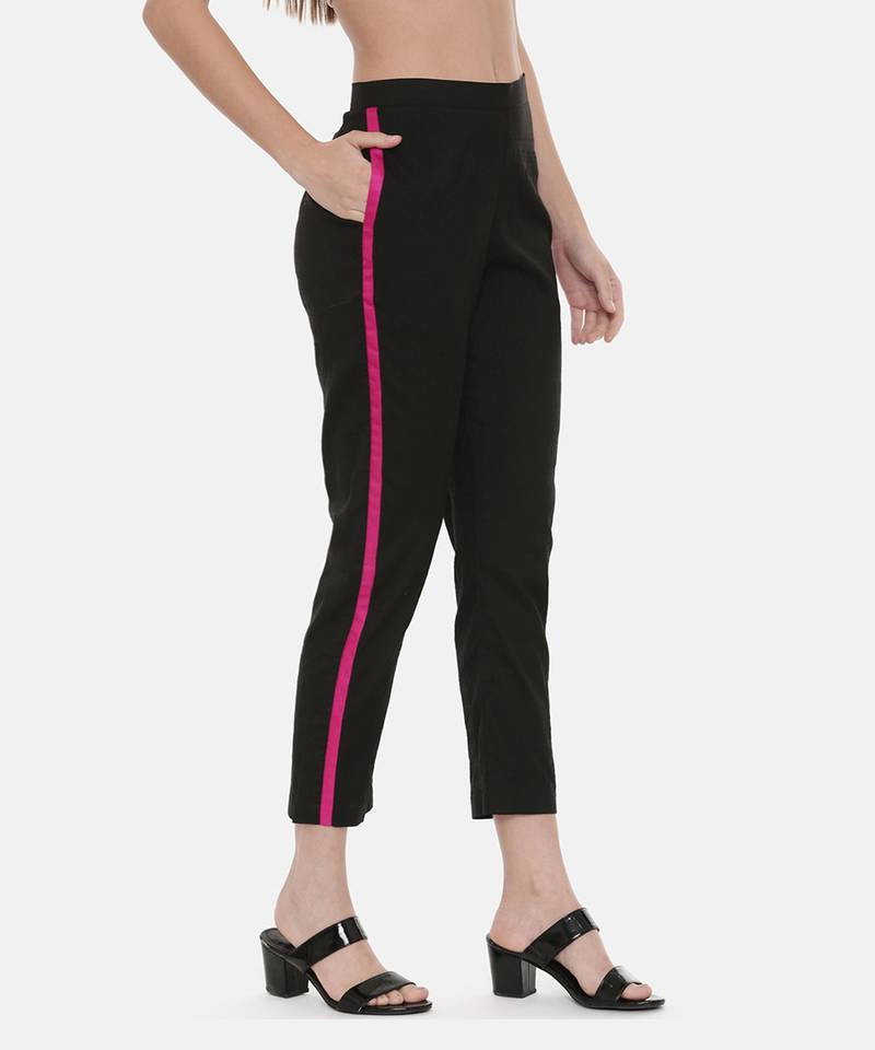 Black Pink Silk Pants