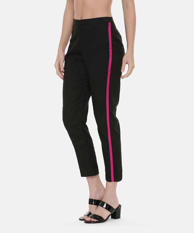 Black Pink Silk Pants