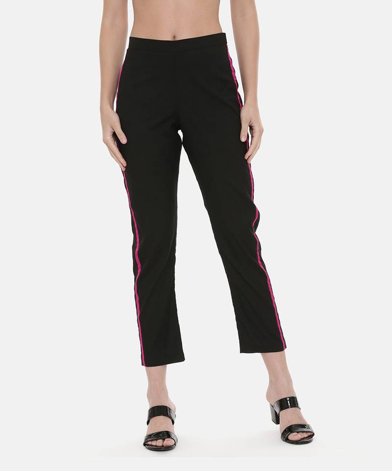 Black Pink Silk Pants