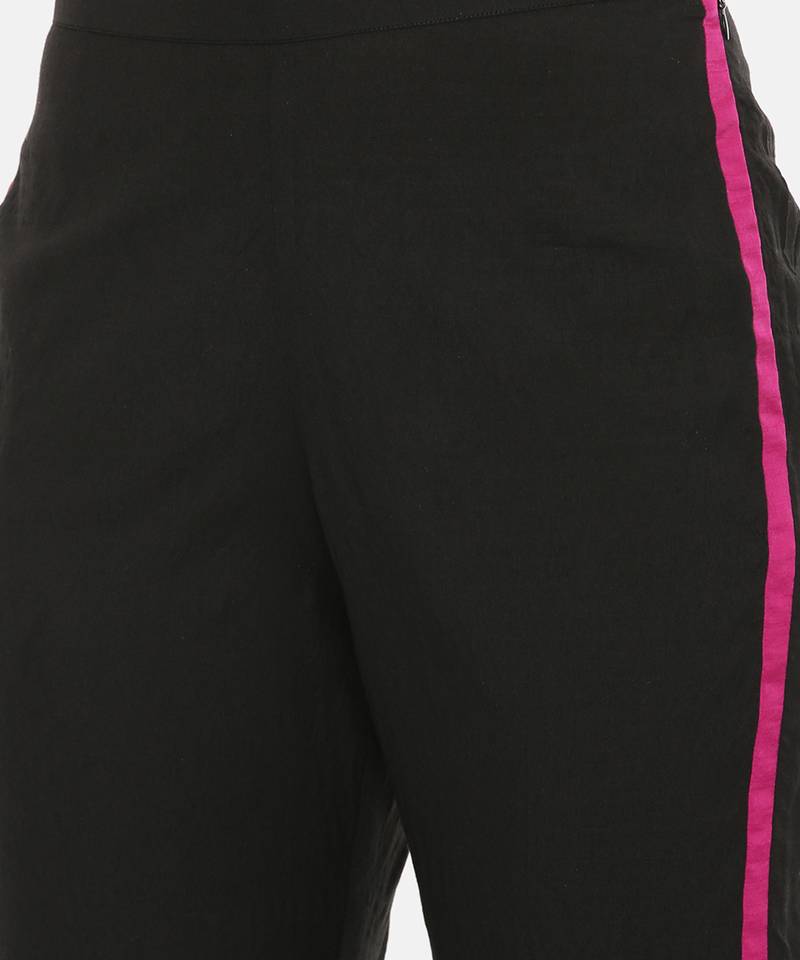 Black Pink Silk Pants