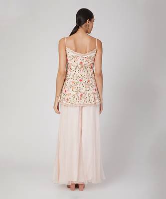 Blush Pink Embroidered Peplum With Sharara With Dupatta 2