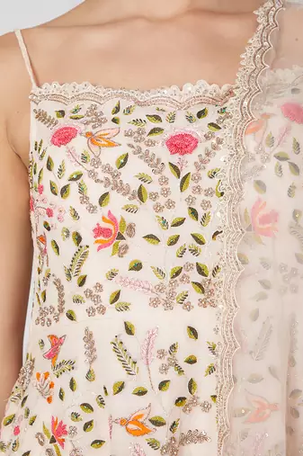 Blush Pink Embroidered Peplum With Sharara With Dupatta