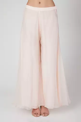 Blush Pink Embroidered Peplum With Sharara With Dupatta