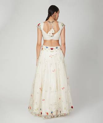 White Lehenga Blouse Dupatta Set 2