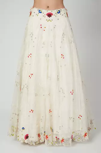 White Lehenga Blouse Dupatta Set