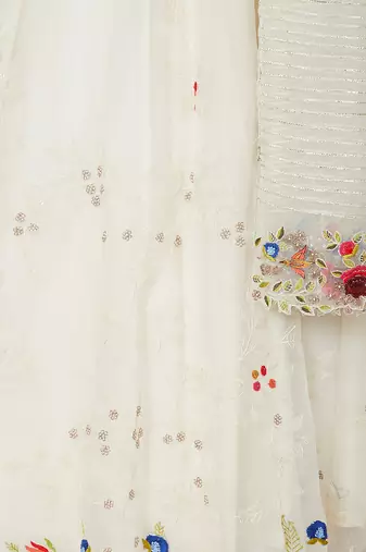 White Lehenga Blouse Dupatta Set