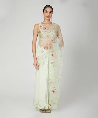 Turquoise Saree Set 1